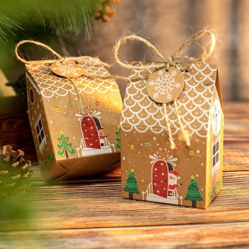 24sets Gingerbread House Gift Box Christmas Candy Box Treat