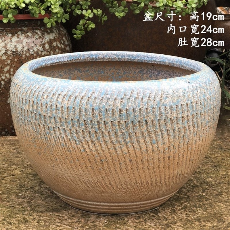 新疆老式土陶盆老旧陶罐土陶鱼缸红土陶花盆r瓦盆老式泥瓦花盆