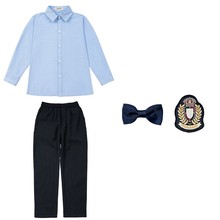 小学生浅蓝校服套装英伦学院蓝色长袖F衬衣藏蓝西裤男女童班服春
