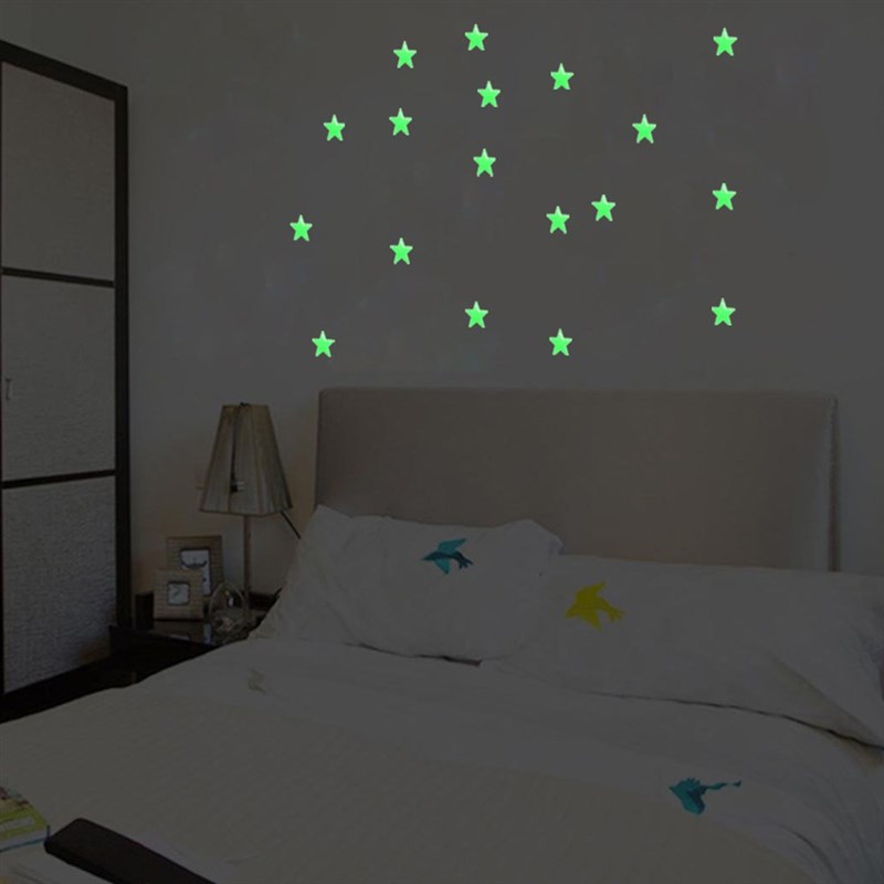 100pcs Home Ceiling Wall Decor DIY Stars Sticker Fluorescent