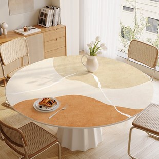 奶油风圆形桌垫防水防油免洗防烫桌布茶几桌面保护垫子餐大圆桌垫