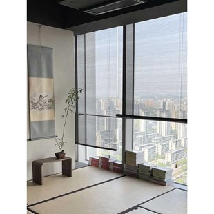 竹帘窗帘卷帘茶室隔断帘屏风挂帘遮挡阳台遮阳透光遮光 中式