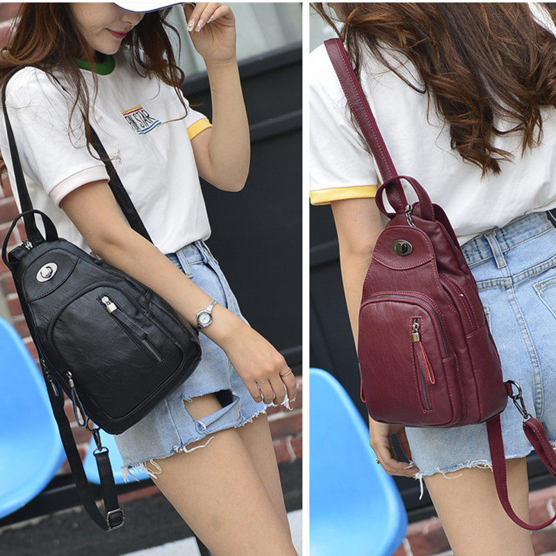 软皮胸包女2021新款潮韩版双肩包迷你单肩斜挎小背包百搭清新简约,箱包皮具/热销女包/男包,双肩背包,淘宝优惠券,粉丝福利购,淘宝优惠卷