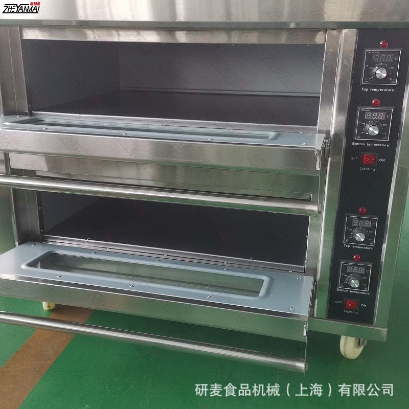 商用两层两盘电烤箱220V电压不锈钢面板可独立控温可加定时加石板