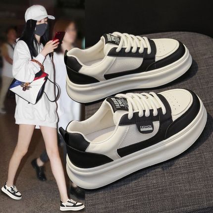 踩屎感真皮女鞋厚底板鞋女款2024新款秋冬季不累脚孕妇加绒小白鞋