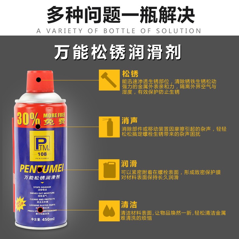 网红8电动车链条自行车除锈润滑剂摩托车排气管除锈剂快速防锈剂