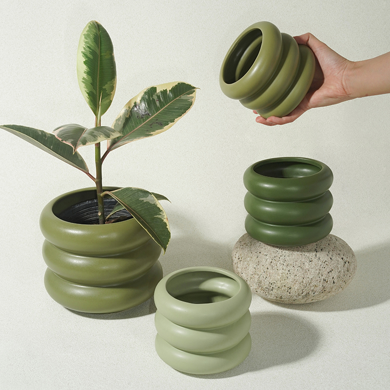 大栗家创意个性陶瓷花瓶北欧简约家用多肉绿植绿萝盆栽花盆花器