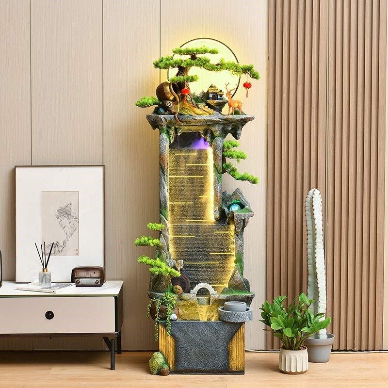 办公室招财假山流水摆件循环水造景装饰品阳台喷泉水幕墙开业礼物,家居饰品,落地摆件,淘宝优惠券,粉丝福利购,淘宝优惠卷