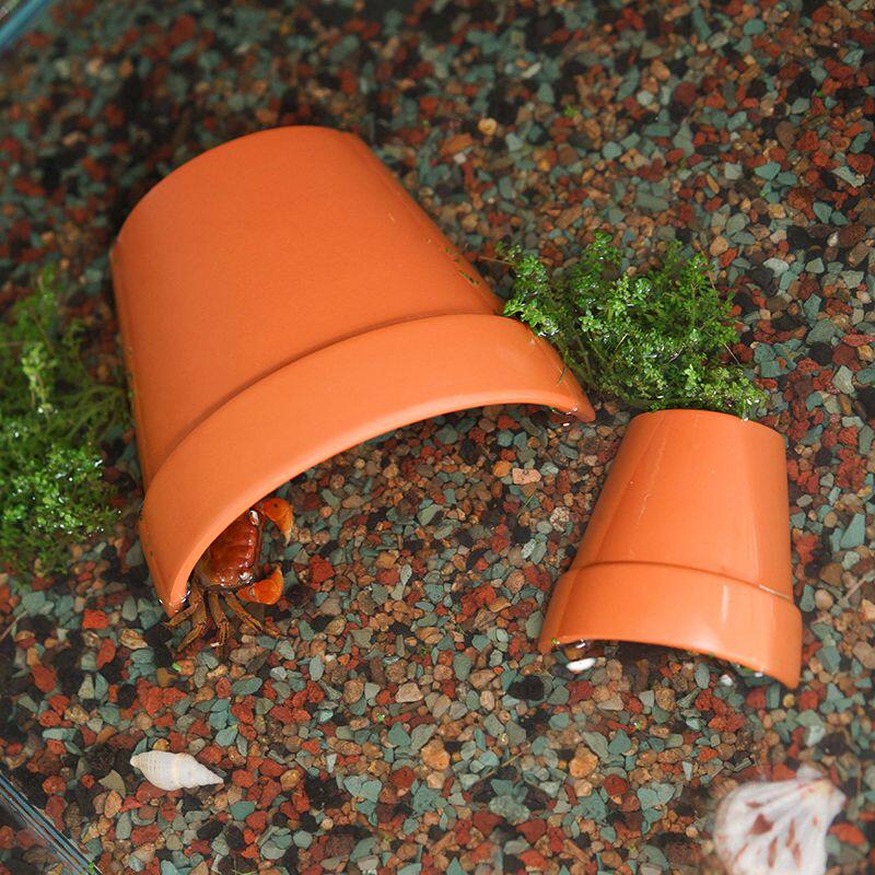 乌龟鱼虾躲避屋洞穴n瓦片大小天然红陶躲避屋黄缘龟躲避窝晒台爬