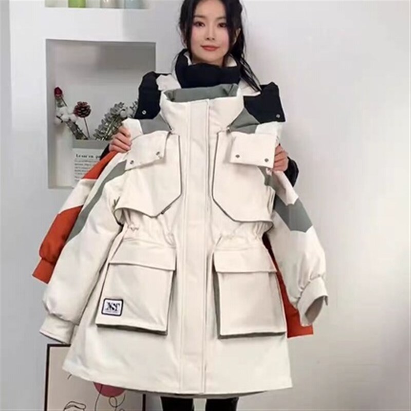 大翻领羽绒棉服女冬季新款2024爆款时尚韩版宽松百搭外套保暖棉衣