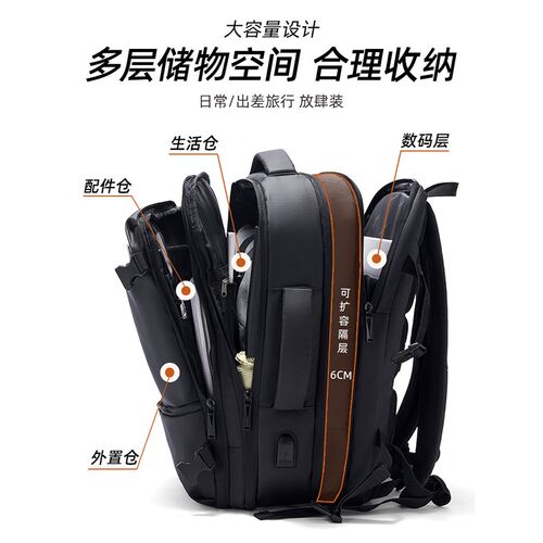 商务出差旅游背包男款旅行双肩包大容量书包男通勤电脑包2024新款