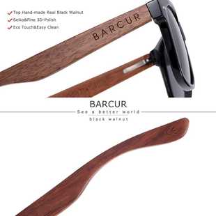Sunglasses Wood Black Polarized Walnut BARCaUR