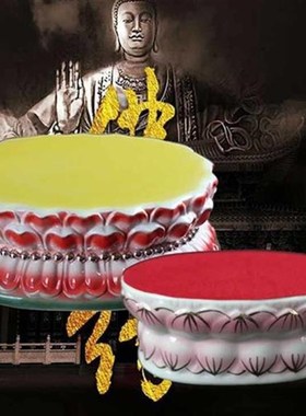 佛像观音菩萨陶瓷莲花座台供奉供佛陶瓷圆形摆件香炉神像底座托架