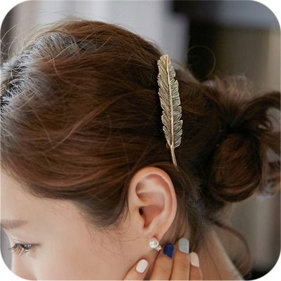 推荐New Alloy Vintage Hair Clip Feather Leaf Shape Barrette