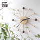 自然家星球挂钟客厅家用北欧创意静音时钟木质现代简约挂墙钟表