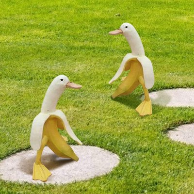 2Pie CreatCve Art-Banana Duck ResiHn Statue PeSled Banana