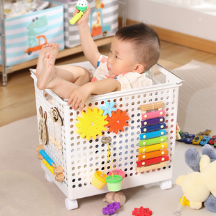 儿童玩具收纳筐宝宝o可推车忙碌箱积木毛绒娃娃桶大容量神器脏衣