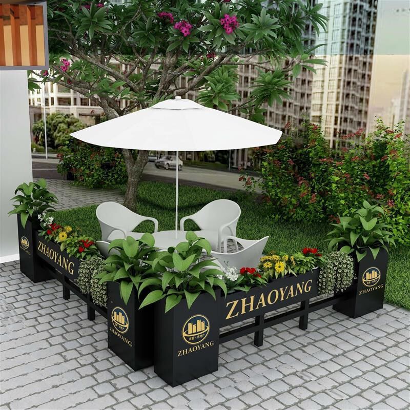 户外铁艺围栏栅栏长条型花盆咖啡厅餐厅屏风隔断装饰花箱花槽