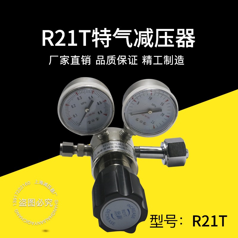 现货速发R21T特气减压器高精度单级减压器压力表氧气氮气氩气氢氨 五金/工具 压力表 原图主图