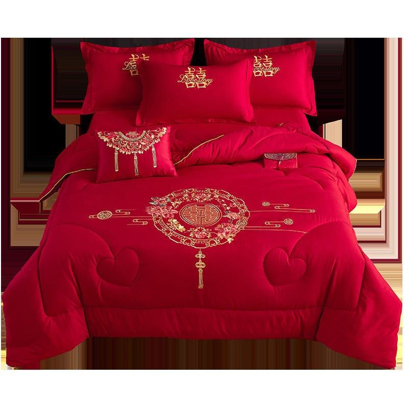 婚庆喜被蓬松柔软春秋被大豆被刺绣陪嫁冬季礼品被子婚房床品,床上用品,婚庆床品套件,淘宝优惠券,粉丝福利购,淘宝优惠卷