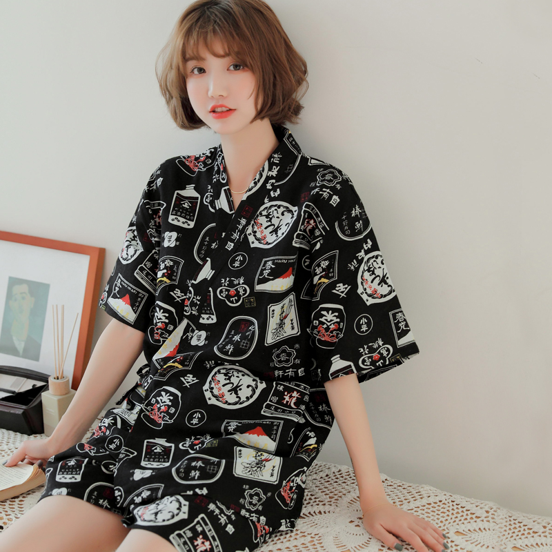 汗蒸服女款亚麻高档日式和服开衫儿童情侣亲子服男款桑拿浴服浴袍