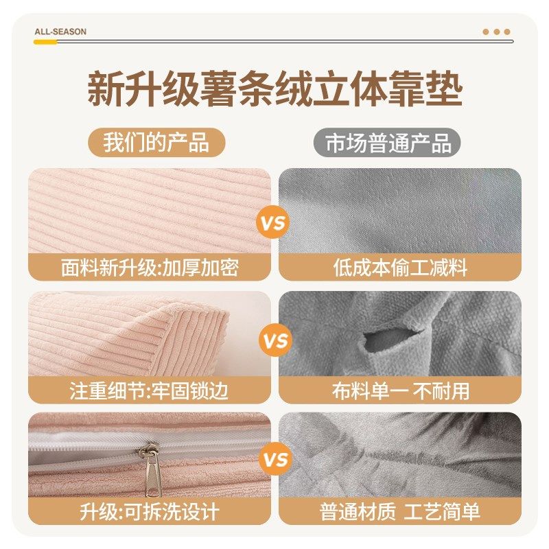 无床头靠背垫2024新款薯条绒软包大靠背卧室榻榻米靠枕护腰靠枕,居家布艺,床头靠垫,淘宝优惠券,粉丝福利购,淘宝优惠卷