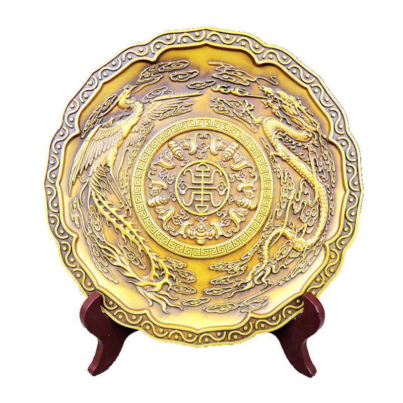 铜摆件铜龙盘铜九龙献瑞工艺品九龙壁龙凤呈祥纯铜圆盘摆设龙凤盘,家居饰品,装饰摆件,淘宝优惠券,粉丝福利购,淘宝优惠卷