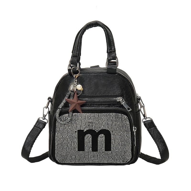 网红时尚烫钻多功能双肩包可斜挎超火的小背包女式百搭小型手提包