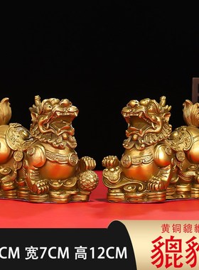 家用一对招财铜貔貅摆件客厅装饰品店铺办公室前台聚财开业礼品