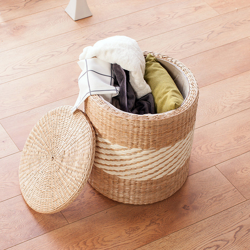 新款草编换鞋凳实木储物凳子可坐人有盖整理藤编收纳箱搁脚沙发凳,收纳整理,收纳凳,淘宝优惠券,粉丝福利购,淘宝优惠卷