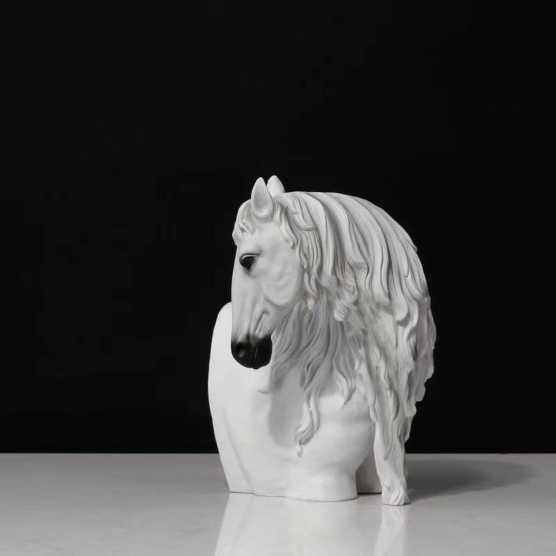 现代简约黑白龙头马摆设玄关电视柜酒柜软装饰品客厅进门摆件