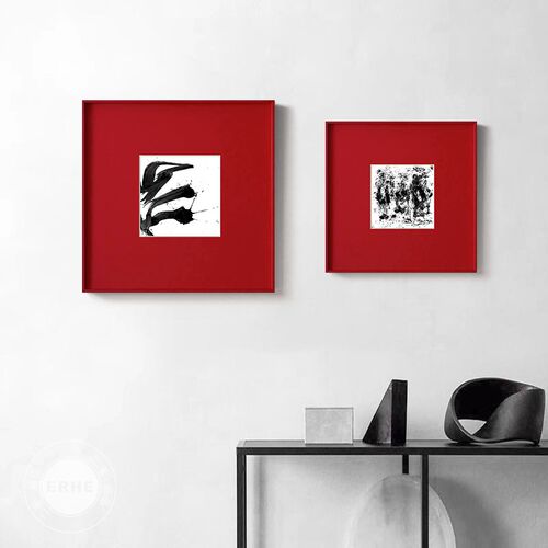 墨红 现代极简艺术装饰画客厅书房餐边柜画小众高级红色抽象挂画