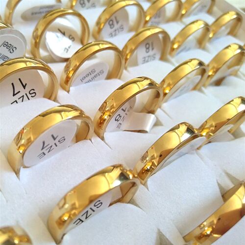 小众高货Bulk Lots 50PCS Gold 4mm Couple ndy Stainless Steel