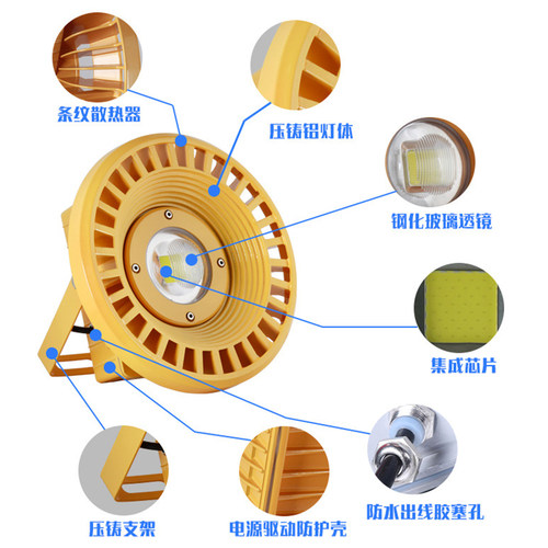 led圆形防爆投光灯隧道工矿厂房仓库油站50W100W户外彩色景观亮化