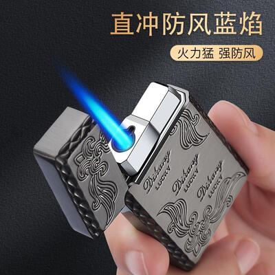 新品Straight blue flamre lighter gas lighter windproof light