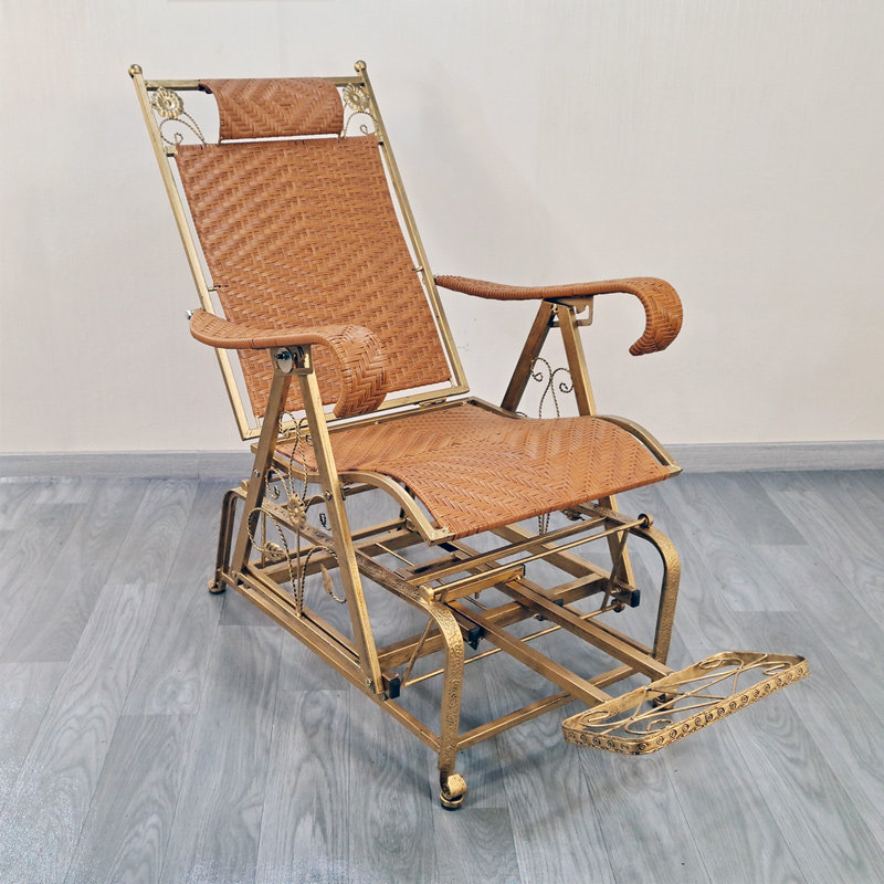 夏季铁艺藤编织老人摇摇椅户外休闲逍遥椅成人阳台客厅午休睡躺椅
