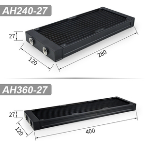 盈博 侧出螺纹口水冷排240.360铝水H排散热排电脑电摩diy散热器
