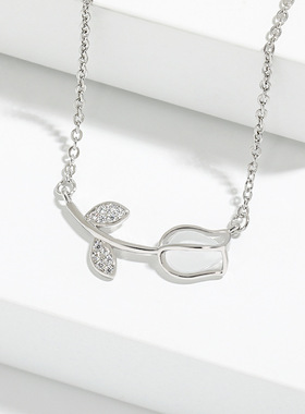 小众高货INS style niche design advanced tulip pendant neckla