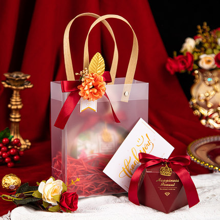 婚礼伴手礼喜糖盒糖果包装pvc透明礼品袋手提袋礼物包装礼品盒子