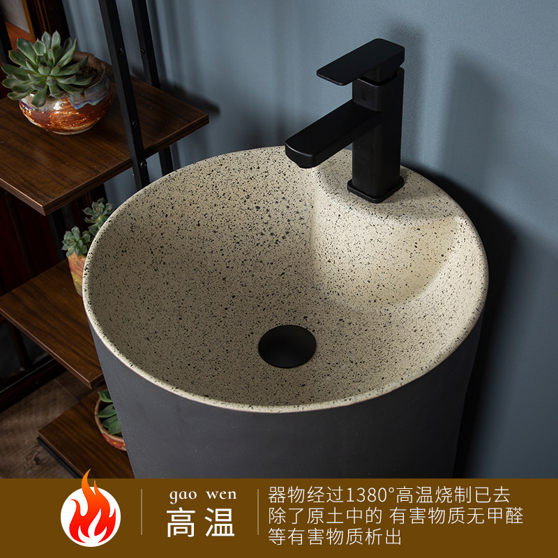 陶瓷立柱盆一体落地式洗手盆立柱式洗脸盆阳台室外洗手台户外水池