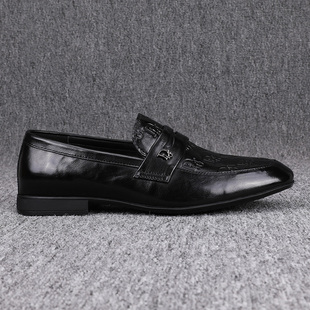 真皮压花男士 潮流瘦版 新款 韩版 商务英伦风透气小单鞋 皮鞋 2023秋季