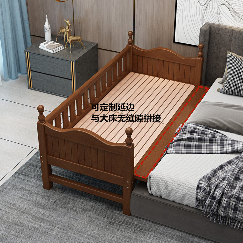 定制实木儿童床拼接床婴儿床拼接大床加宽床单人男孩宝宝床边小床
