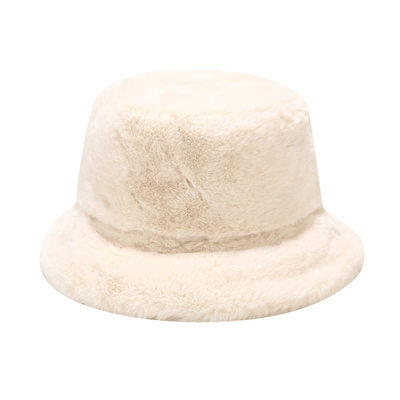 推荐Faux Rabbit Fur Bucket Hat Women Winter Warm Panama Hats