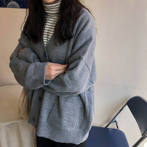 现货Sweaters Women Cardigan V-NAeck Long Sleeve Fashion Loos