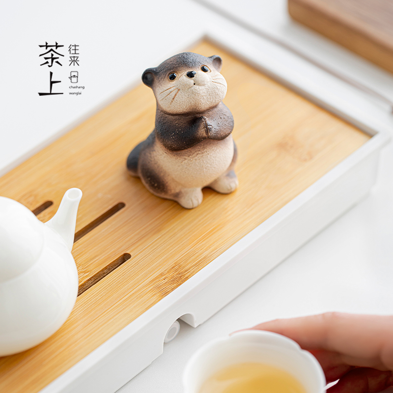 紫砂茶宠小摆件可爱水獭可养茶z台茶玩茶桌配件创意家居装饰精品