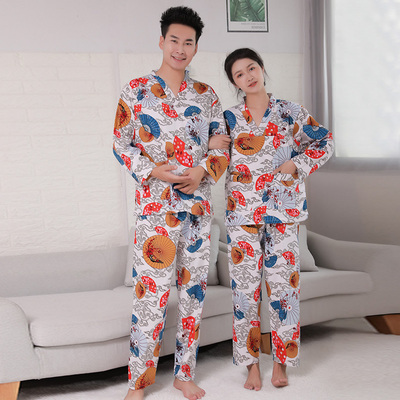 汗蒸服100%纯棉男女p款浴服长袖桑拿按摩服全棉长裤韩版家居服睡