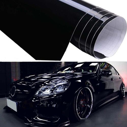 1pcs Shiny Gloss Glossy Black Car Film Wrap Vinyl Decal Exte