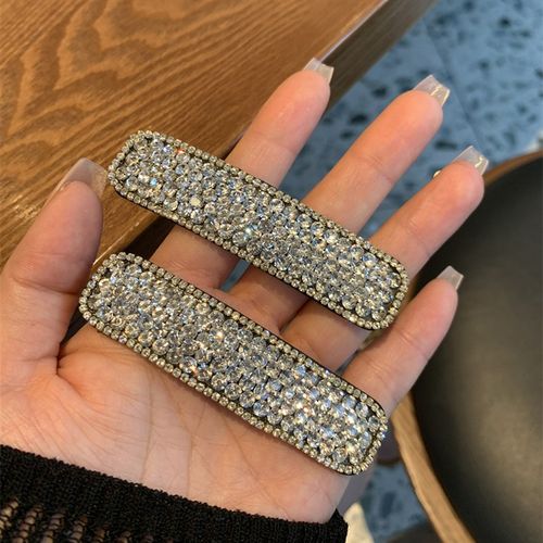 夹子头饰发夹女童秋冬新款黑色水钻侧边刘海夹可爱边夹一字夹卡子