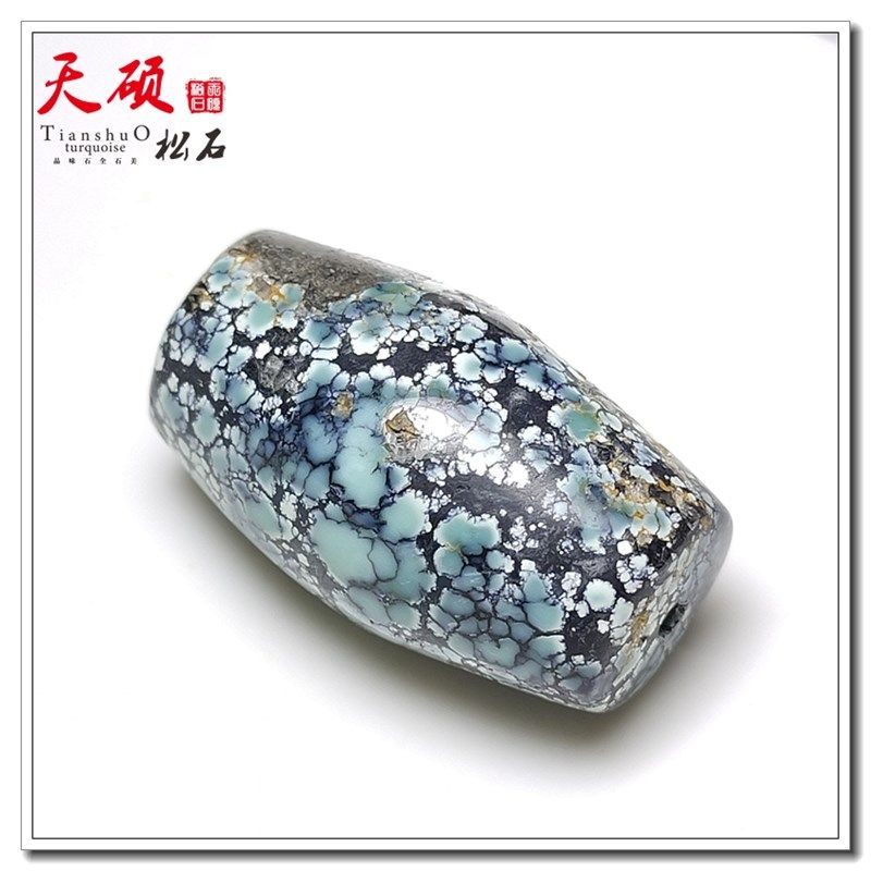 多铁线天然原矿高瓷无优化绿松石桶珠顶珠单个散珠锁骨链手链配饰
