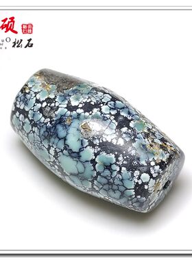 多铁线天然原矿高瓷无优化绿松石桶珠顶珠单个散珠锁骨链手链配饰